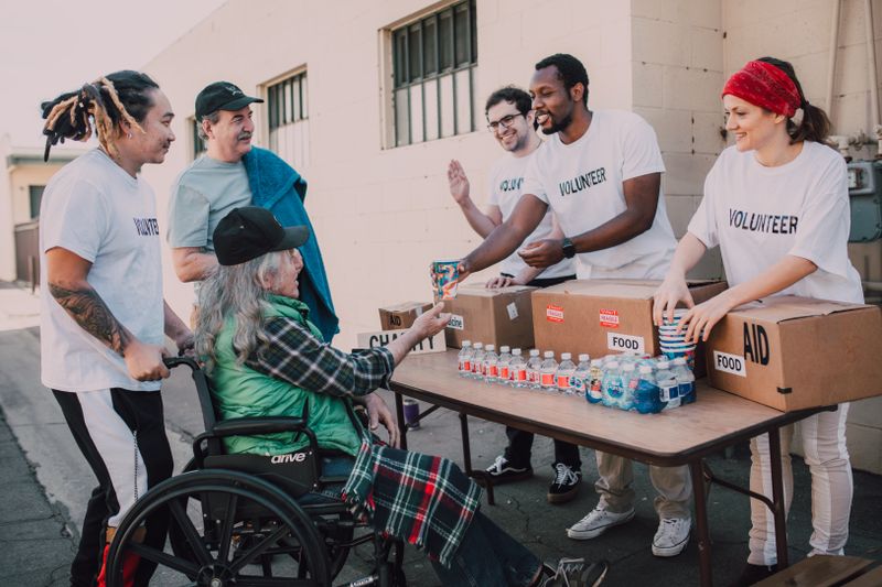 Group of volunteers smiling together